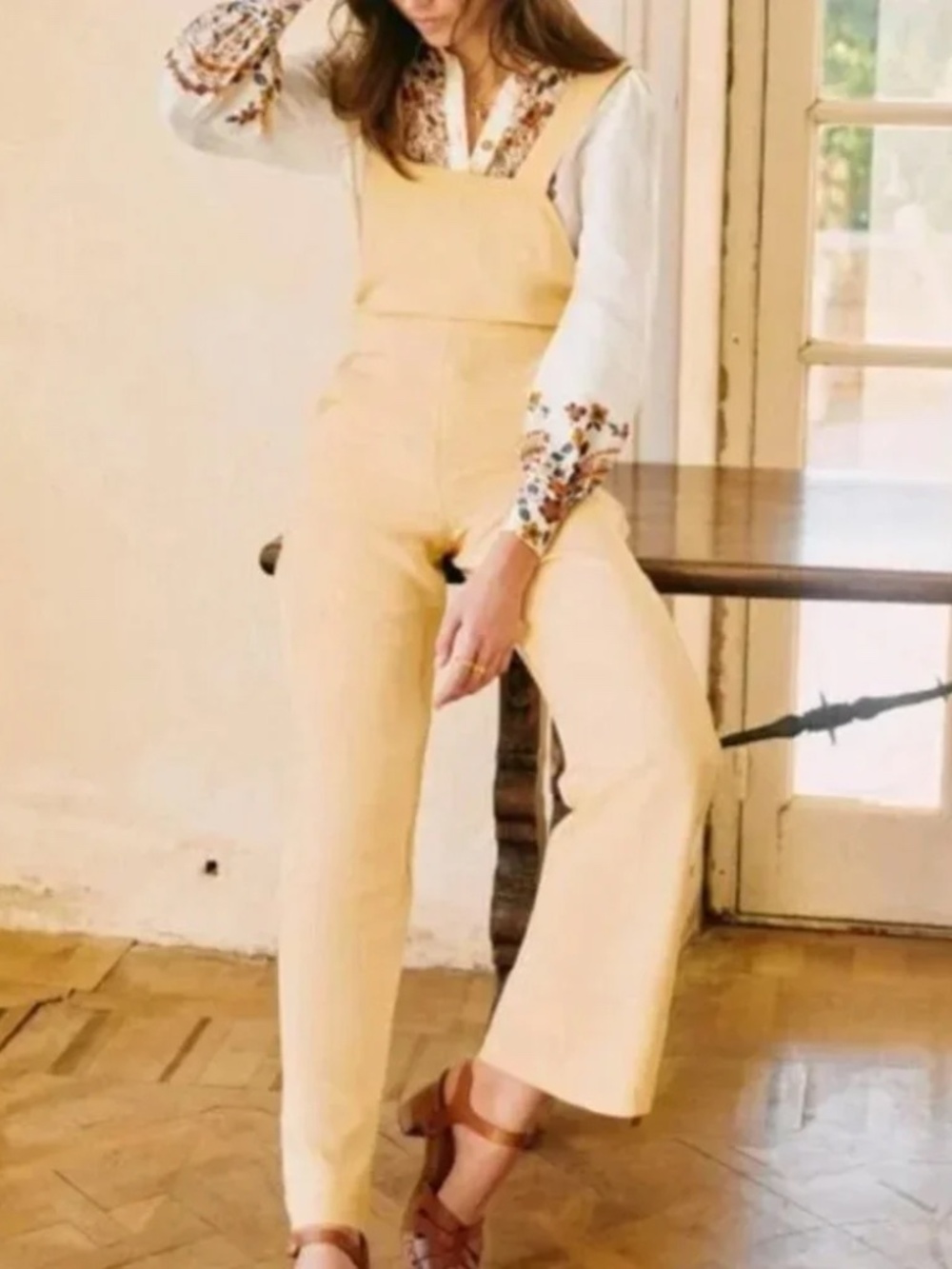 Sezane Rosanne Linen Blend Jumpsuit Size 42